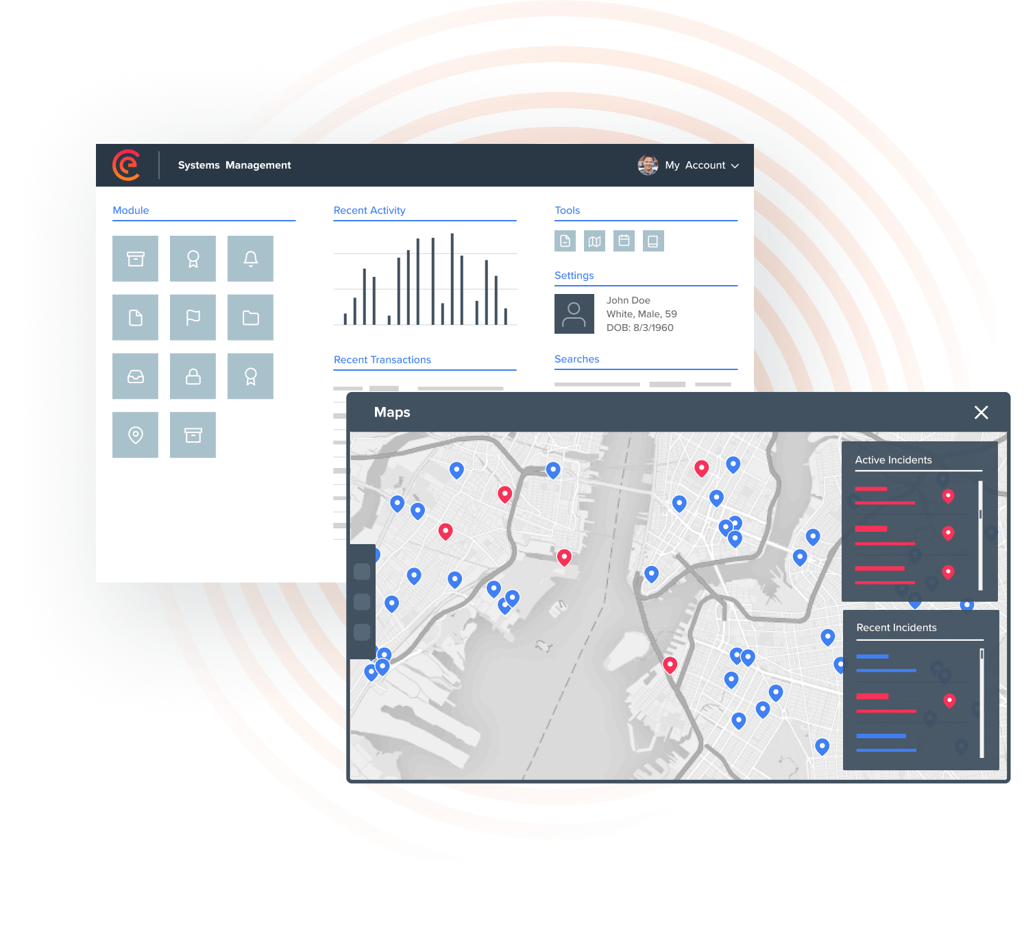 CivicRMS products user interface incident map