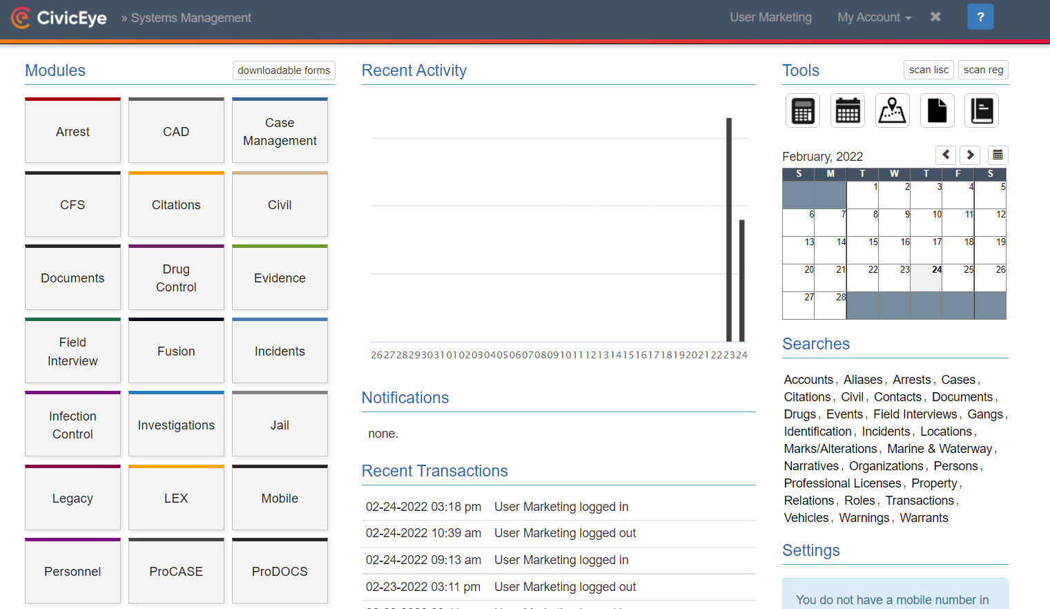 jail information management system modules