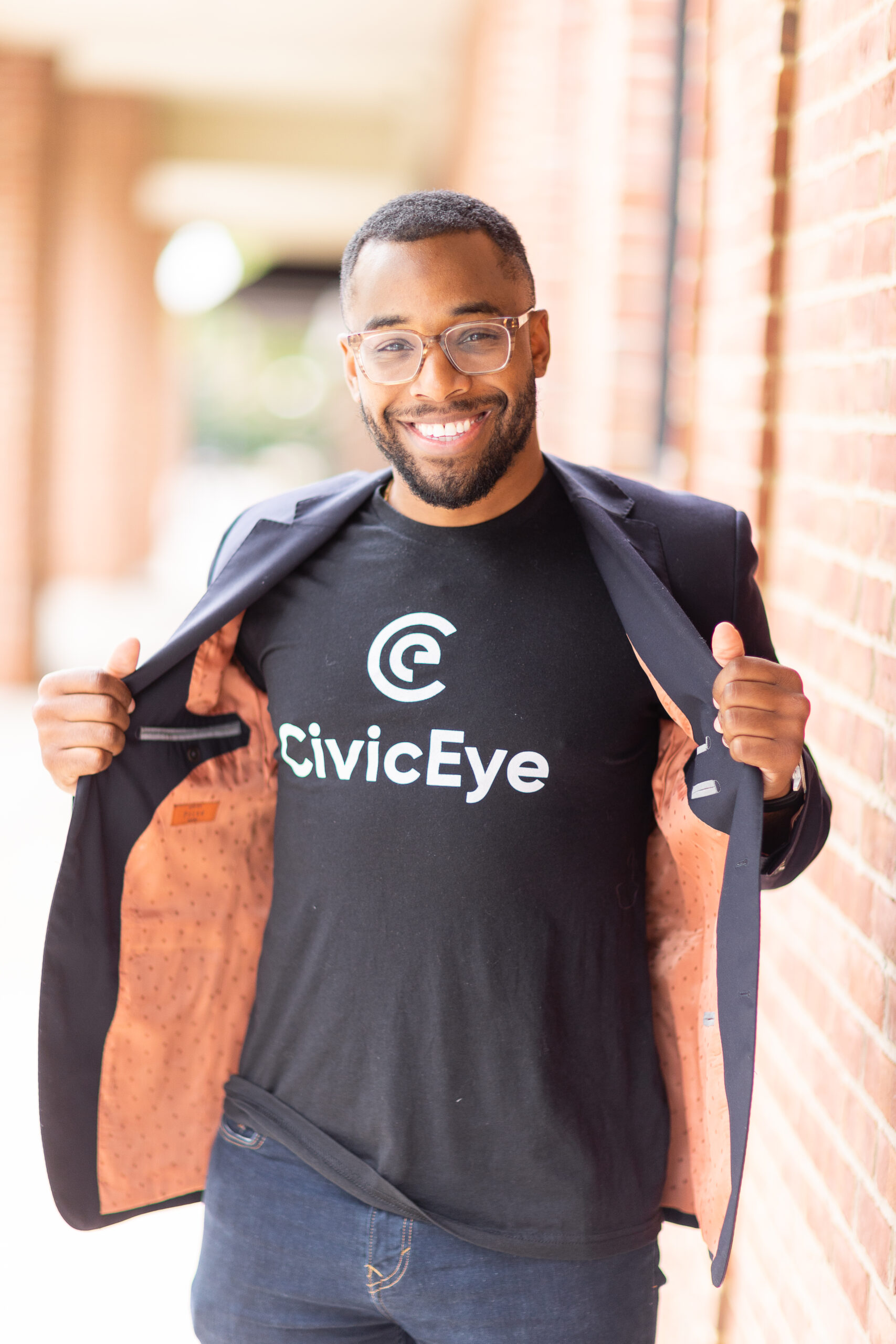 Portrait of Terrence Pruitt in CivicEye t-shirt