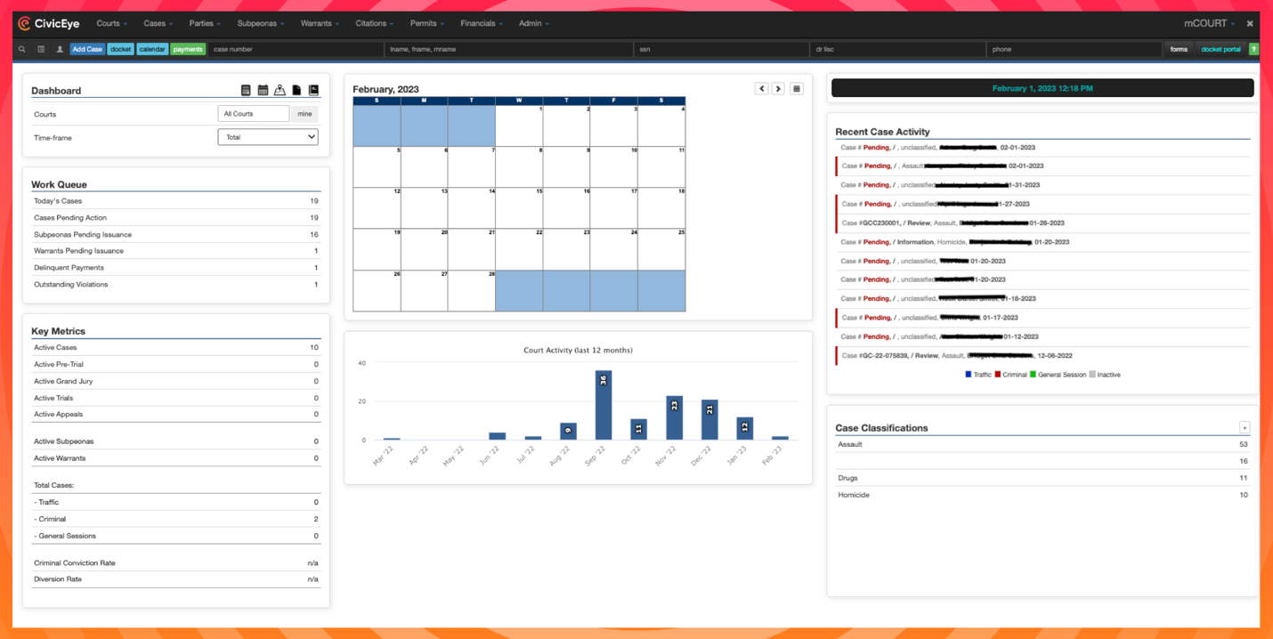 CivicCase for Court Dashboard